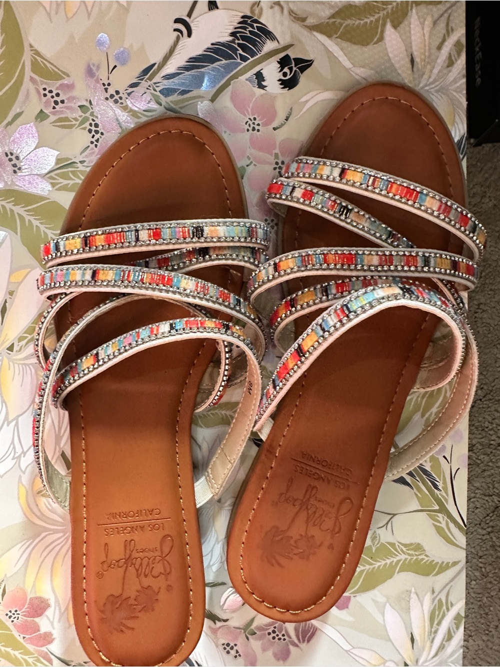 Jellypop Multi-Color Beaded Strappy Sandals
